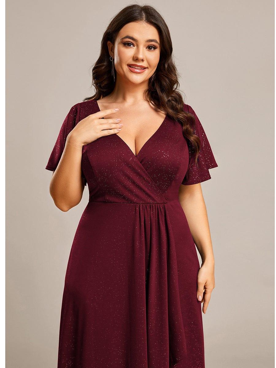 pretty MELODÉ|Plus Size Glittering High-Low Evening Dress with Flutter Sleeves - Image 12