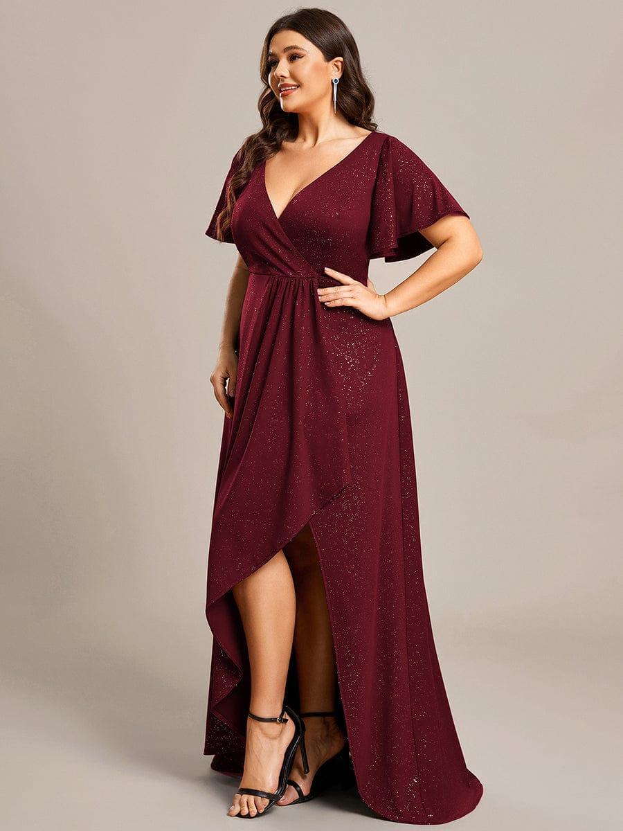 pretty MELODÉ|Plus Size Glittering High-Low Evening Dress with Flutter Sleeves - Image 13