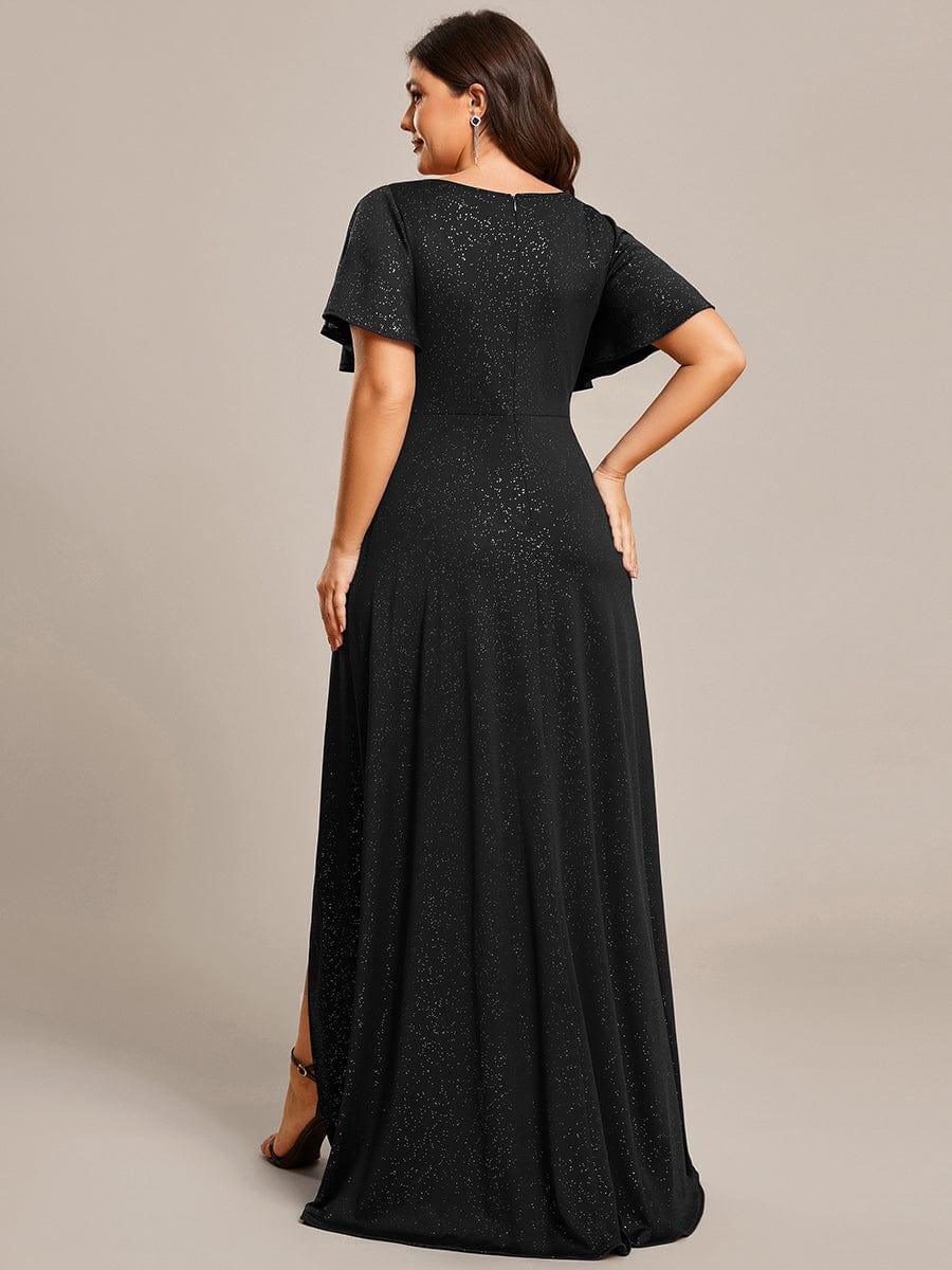 pretty MELODÉ|Plus Size Glittering High-Low Evening Dress with Flutter Sleeves - Image 2