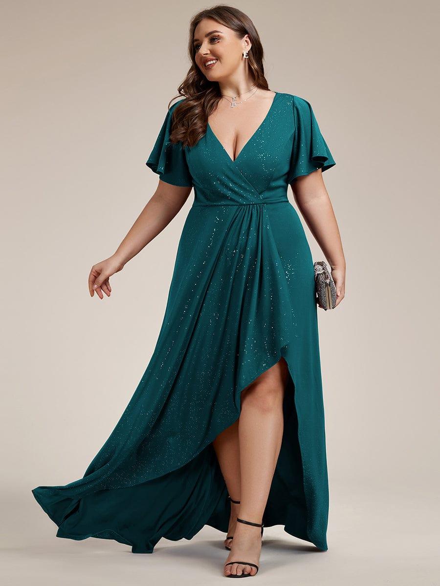 pretty MELODÉ|Plus Size Glittering High-Low Evening Dress with Flutter Sleeves - Image 25