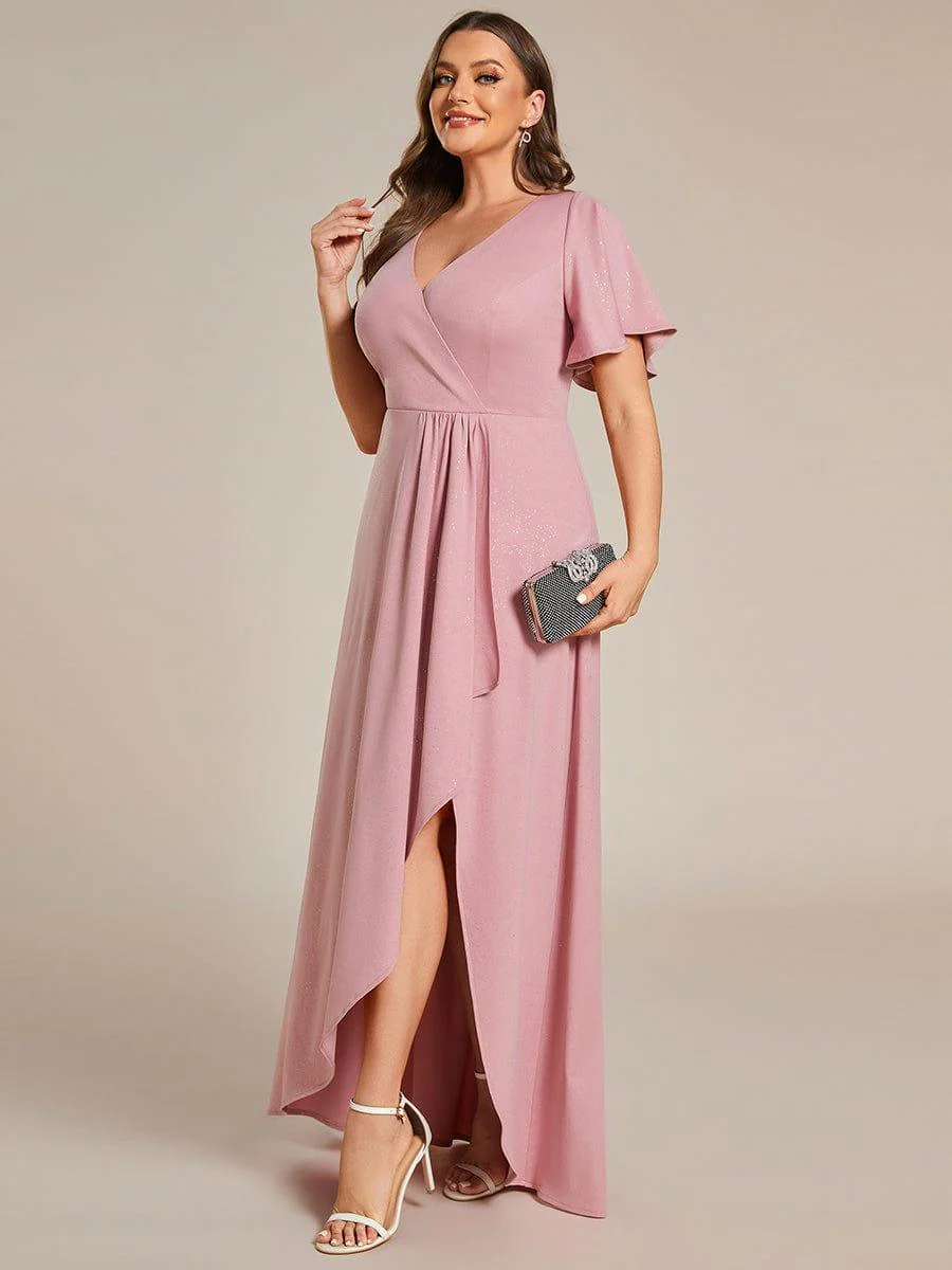 pretty MELODÉ|Plus Size Glittering High-Low Evening Dress with Flutter Sleeves - Image 33