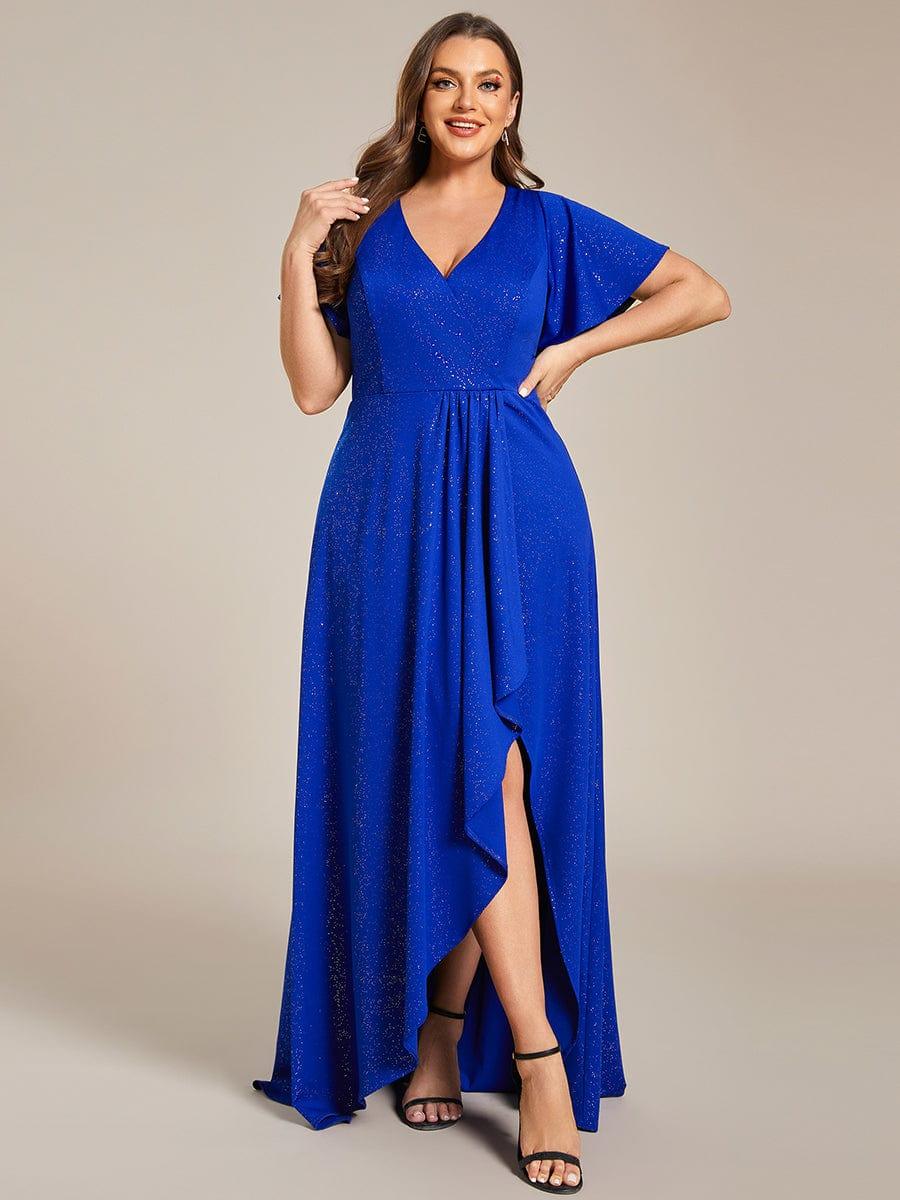 pretty MELODÉ|Plus Size Glittering High-Low Evening Dress with Flutter Sleeves - Image 38