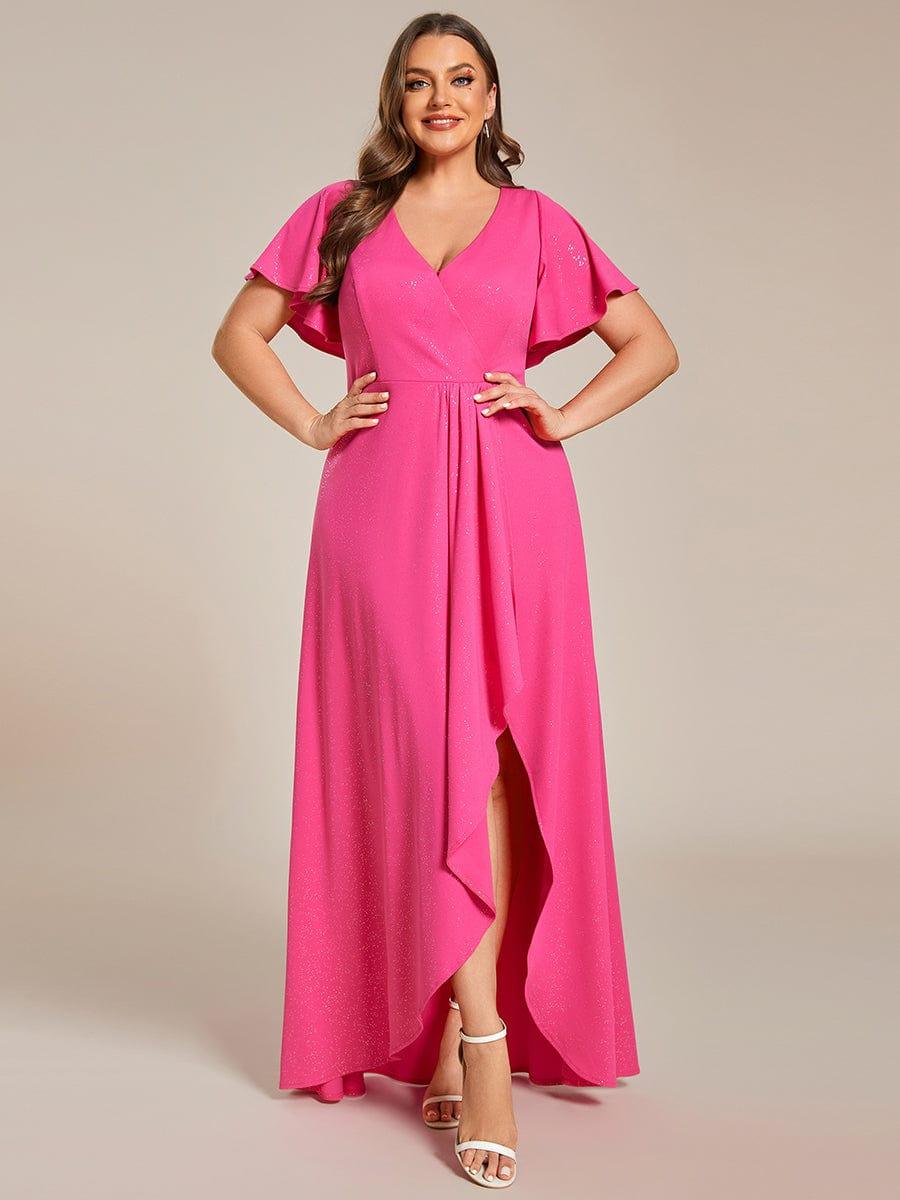 pretty MELODÉ|Plus Size Glittering High-Low Evening Dress with Flutter Sleeves - Image 40
