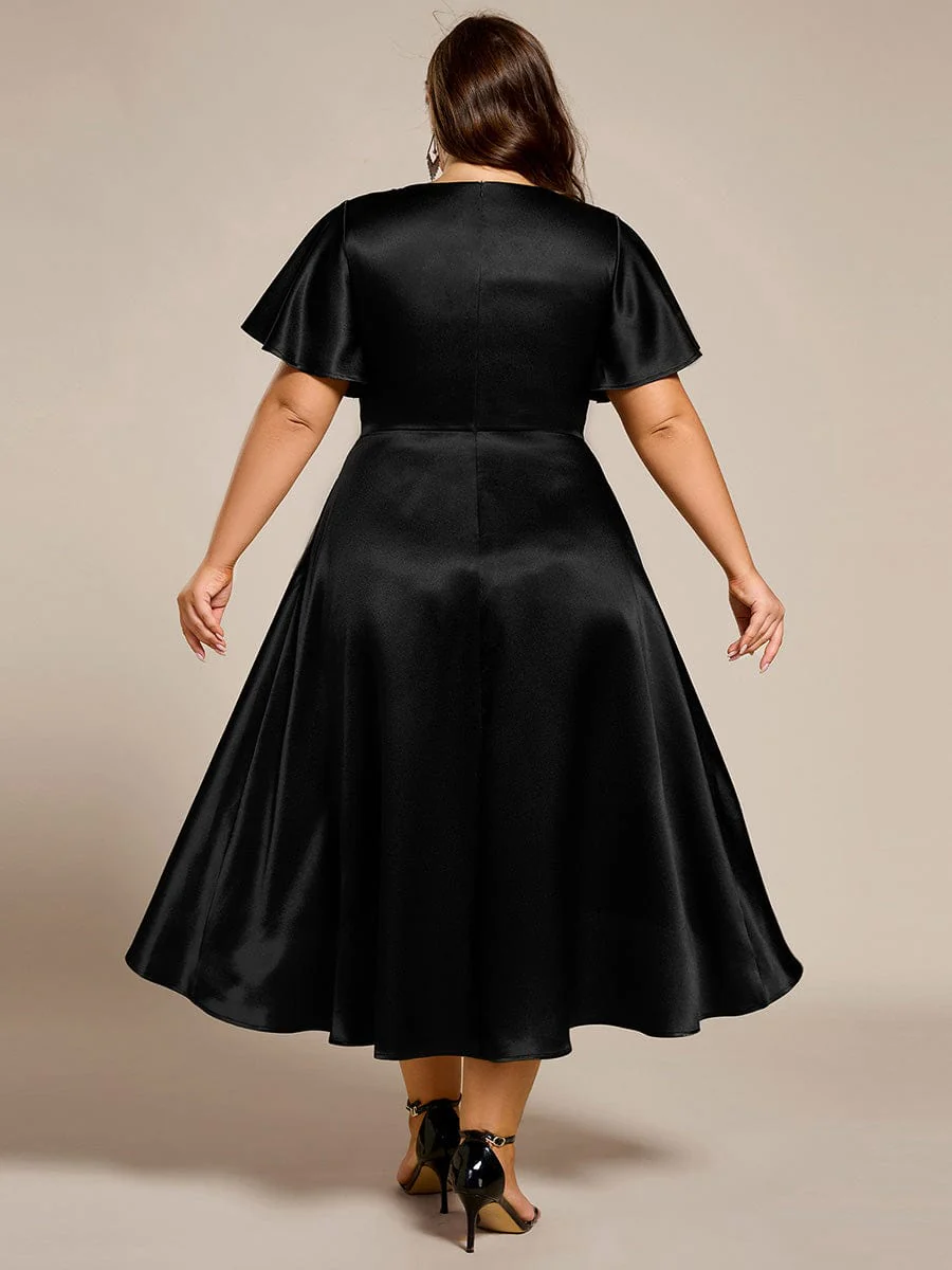 pretty SCARLEN | Plus Size High-Low Satin Guest Dress with Pockets - Image 17