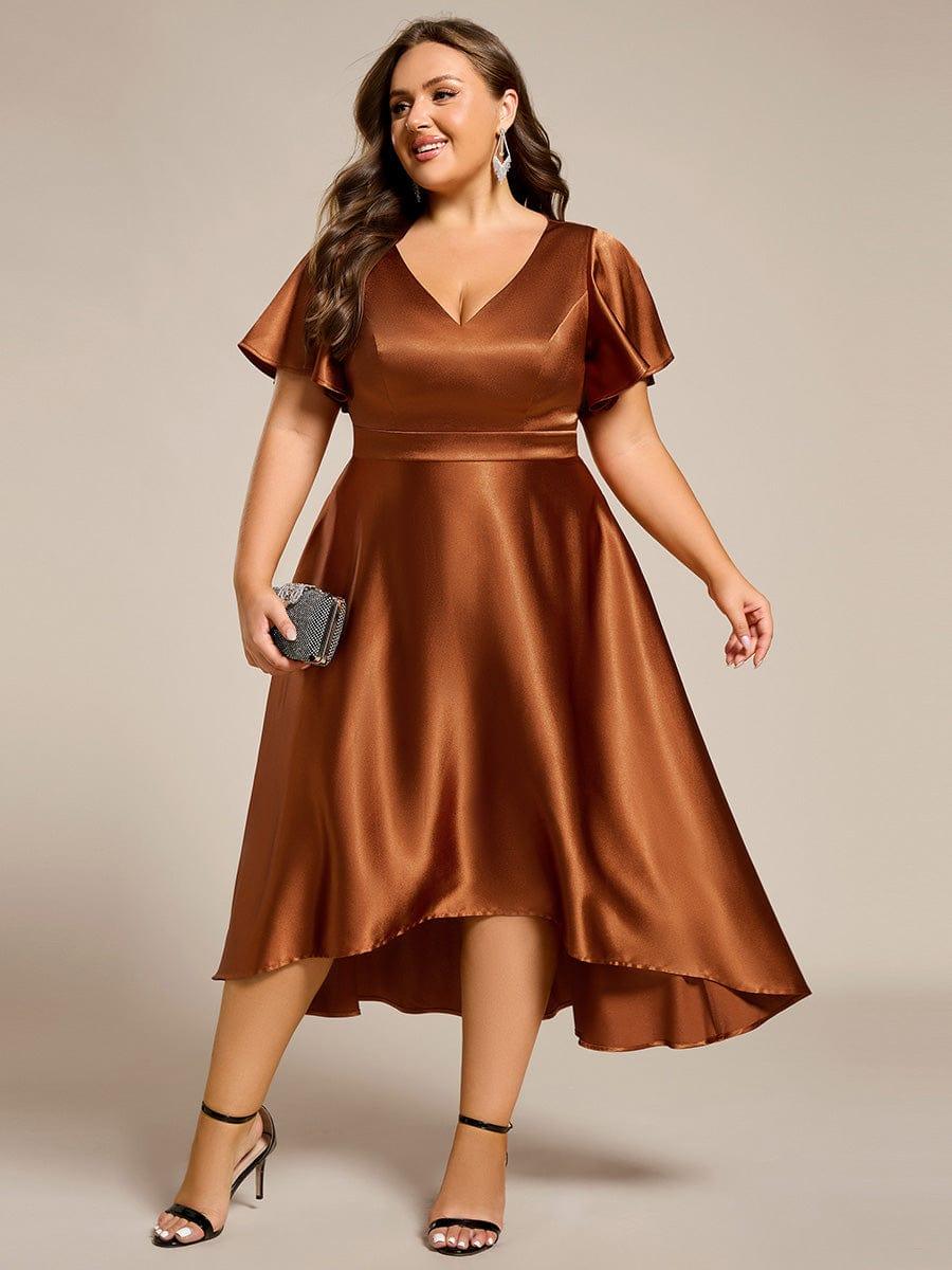 pretty SCARLEN | Plus Size High-Low Satin Guest Dress with Pockets - Image 6