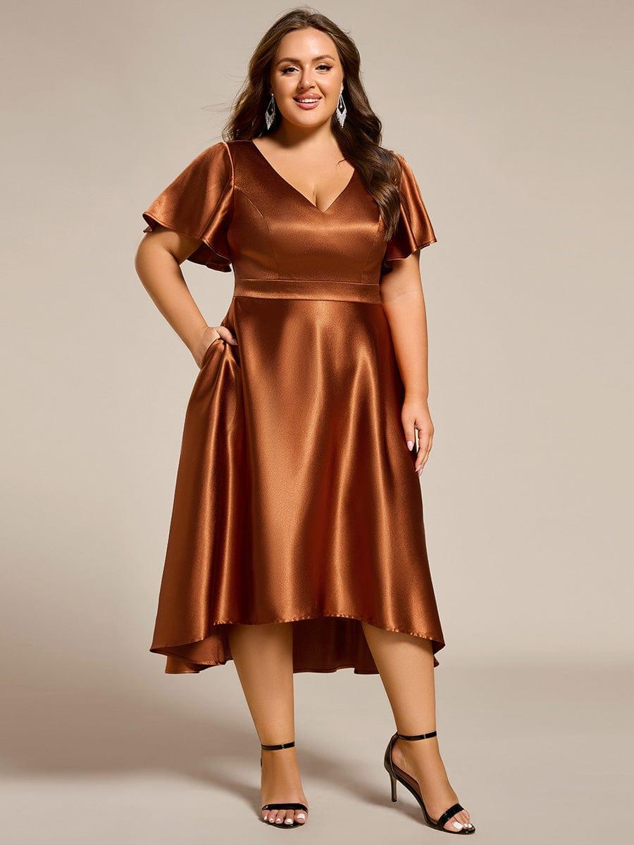 pretty SCARLEN | Plus Size High-Low Satin Guest Dress with Pockets - Image 9