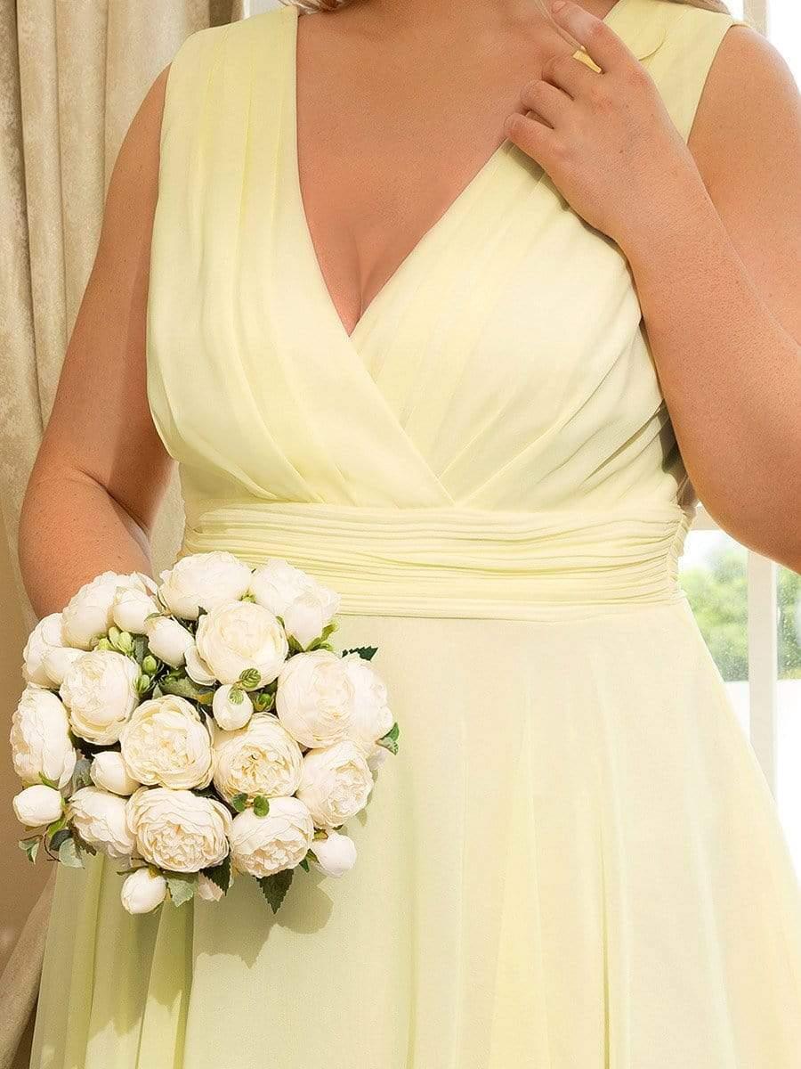 Plus Size Knee Length Asymmetrical Hem Chiffon Bridesmaid Dress - Image 18