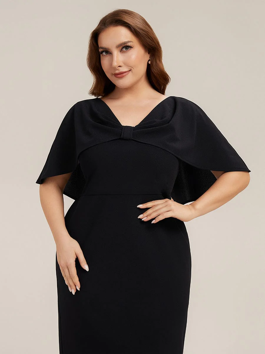 Plus Size Knit Shawl Sleeve Sheath Dress - Image 11