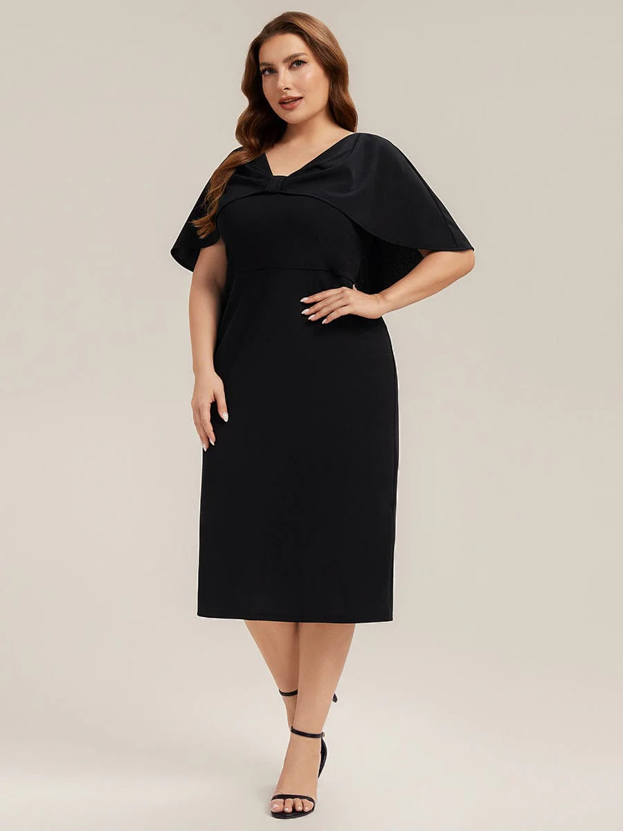 Plus Size Knit Shawl Sleeve Sheath Dress - Image 12