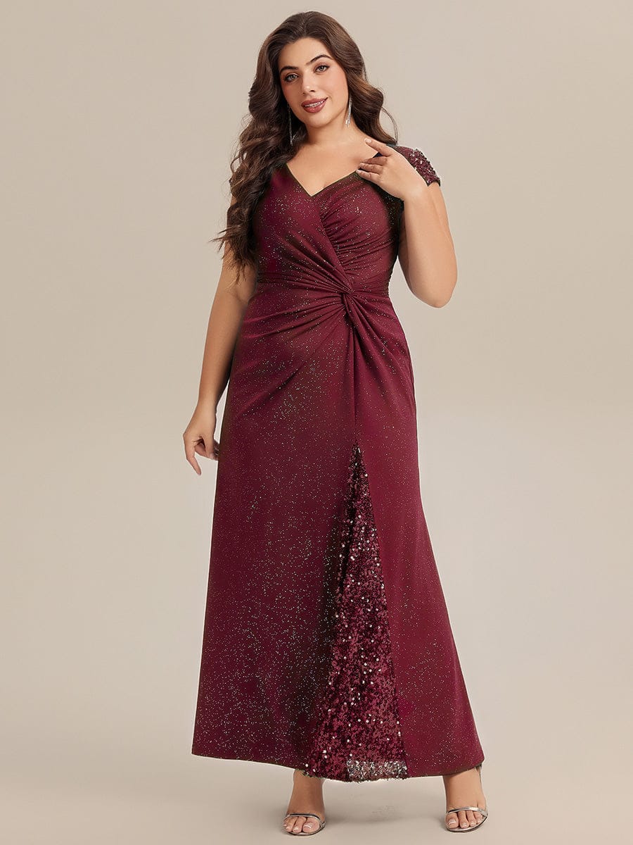 pretty KAIA|Plus Size Knotted Knit Cap Sleeve Dress - Image 15