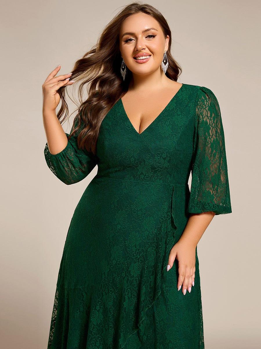 pretty CAMILLE|Plus Size High-Low Lace Wedding Guest Dress(Final Sale) - Image 23