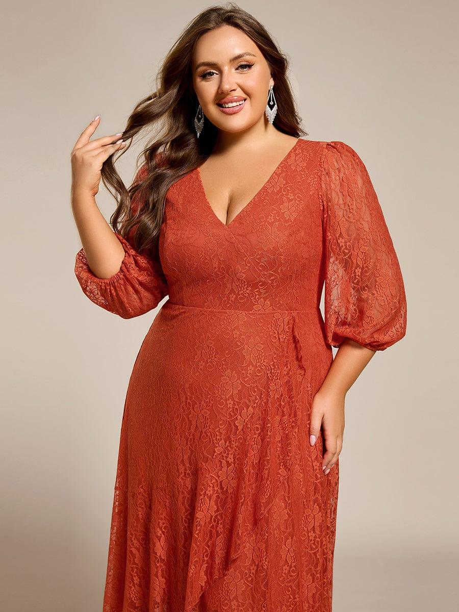 pretty CAMILLE|Plus Size High-Low Lace Wedding Guest Dress(Final Sale) - Image 28