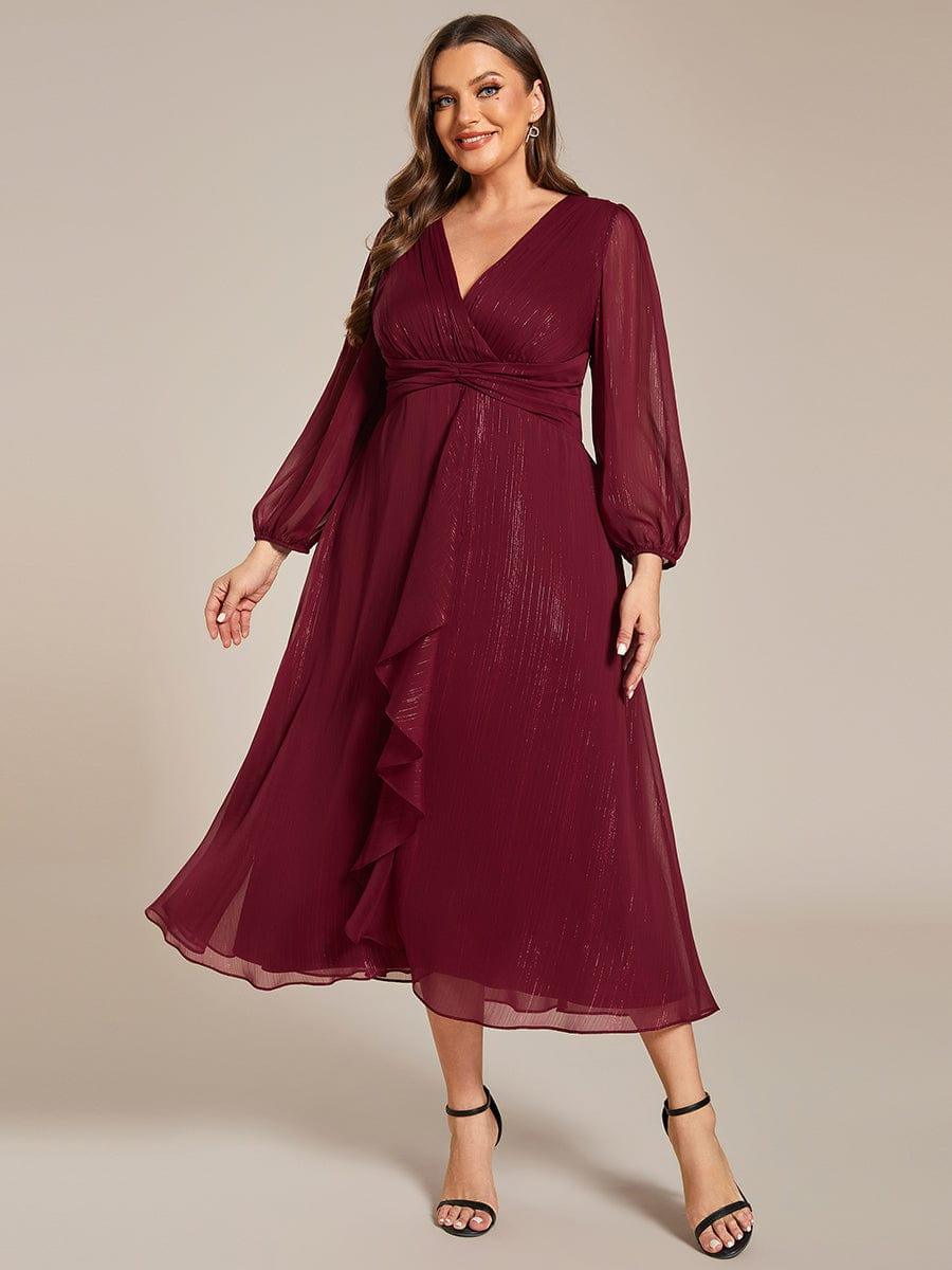 pretty EMBER|Plus Size Glitter Long Sleeve Twist Knot Evening Dress(Final Sale) - Image 30