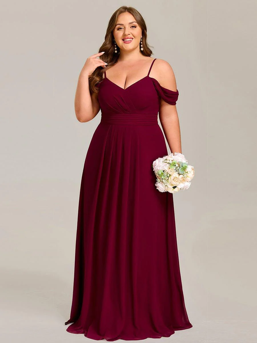 pretty LIANNE|Plus Size Multiway A-Line Off the Shoulder Chiffon Maxi Bridesmaid Dress - Image 11