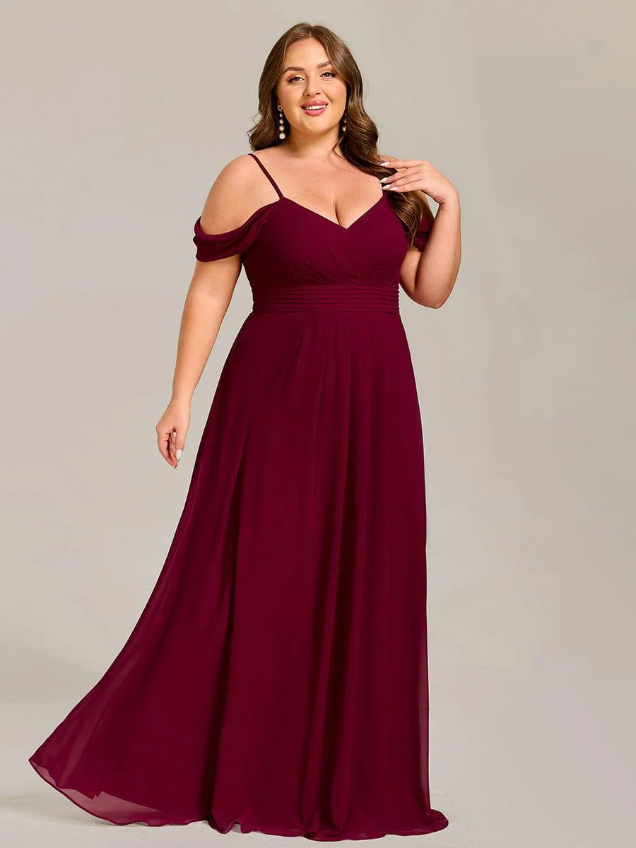 pretty LIANNE|Plus Size Multiway A-Line Off the Shoulder Chiffon Maxi Bridesmaid Dress - Image 15