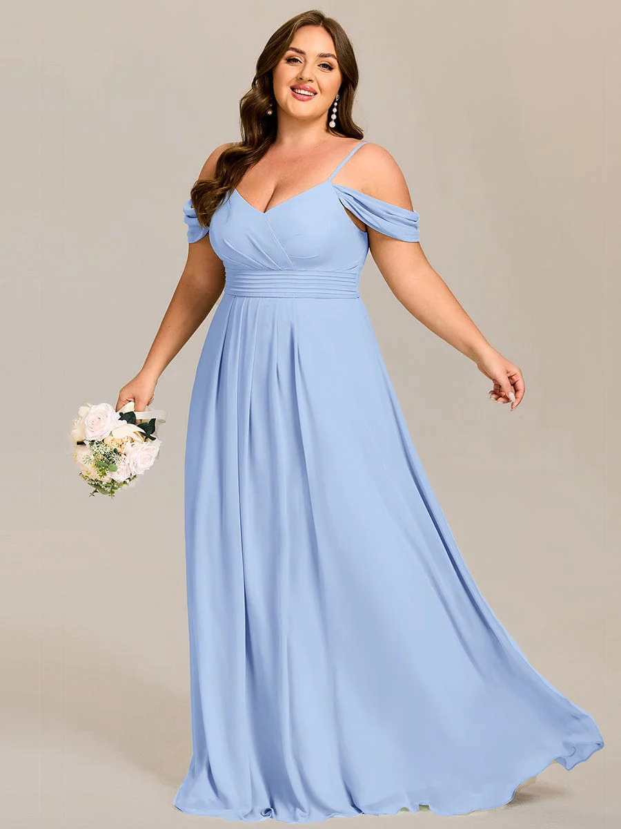 pretty LIANNE|Plus Size Multiway A-Line Off the Shoulder Chiffon Maxi Bridesmaid Dress - Image 22