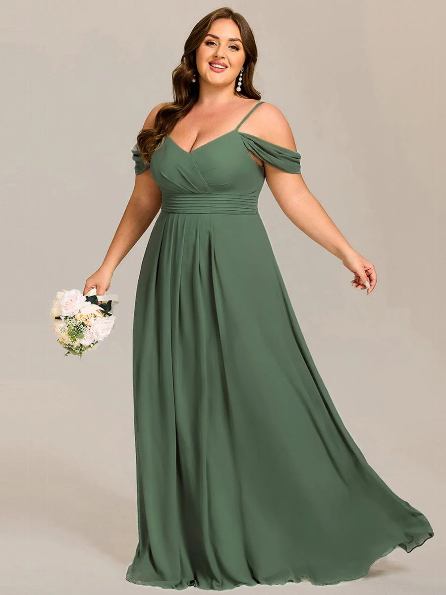 pretty LIANNE|Plus Size Multiway A-Line Off the Shoulder Chiffon Maxi Bridesmaid Dress - Image 25