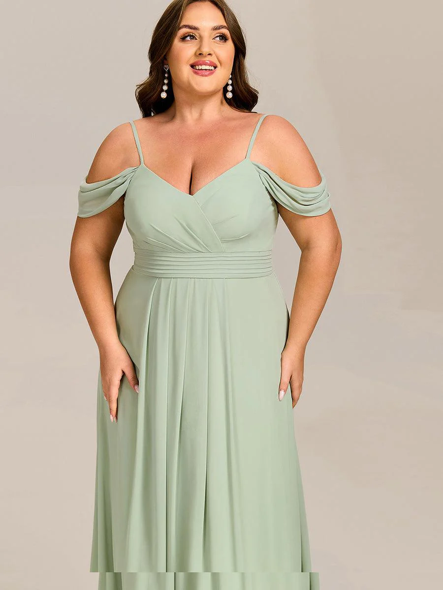 pretty LIANNE|Plus Size Multiway A-Line Off the Shoulder Chiffon Maxi Bridesmaid Dress - Image 3