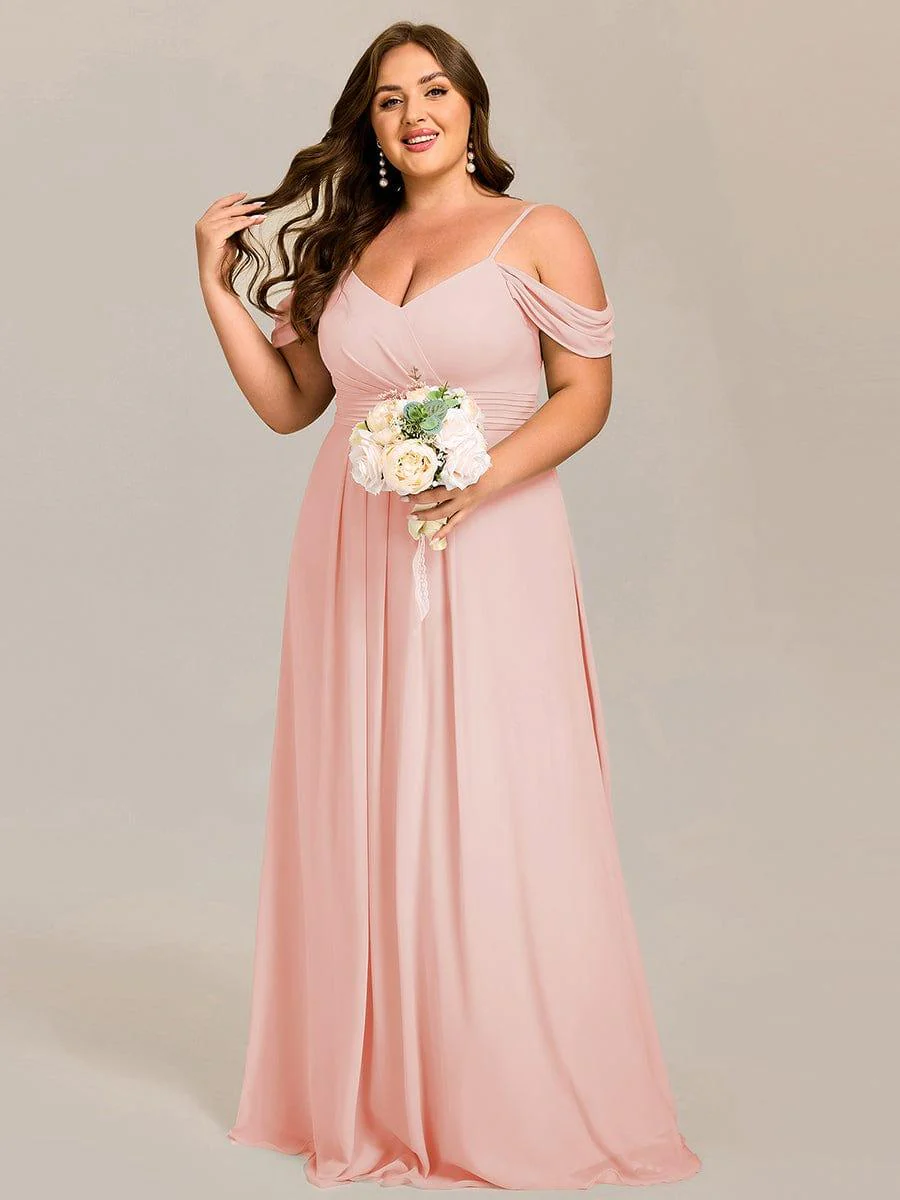pretty LIANNE|Plus Size Multiway A-Line Off the Shoulder Chiffon Maxi Bridesmaid Dress - Image 6