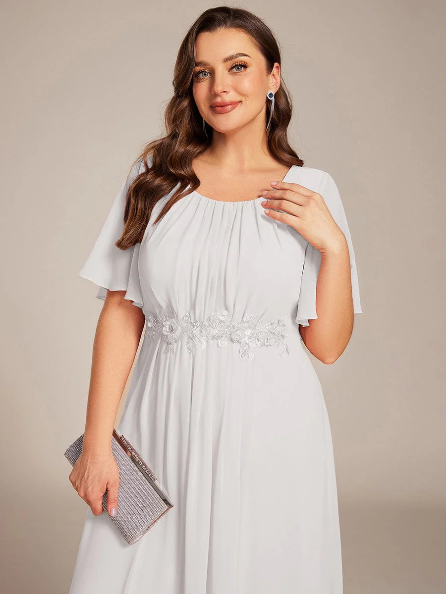 pretty ASPYN|Plus Size Pleated Short Sleeve Ruffled Maxi Evening Dress - Image 28