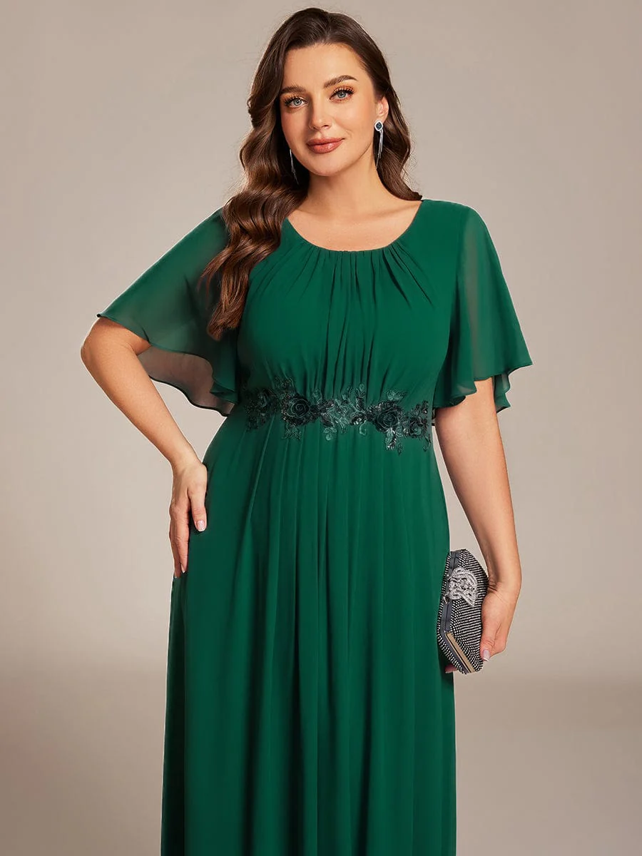 pretty ASPYN|Plus Size Pleated Short Sleeve Ruffled Maxi Evening Dress - Image 53