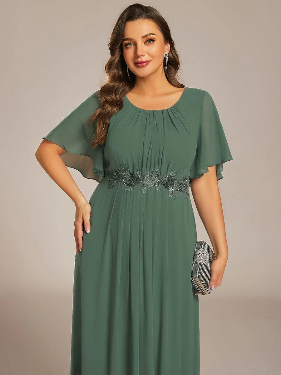 pretty ASPYN|Plus Size Pleated Short Sleeve Ruffled Maxi Evening Dress - Image 58