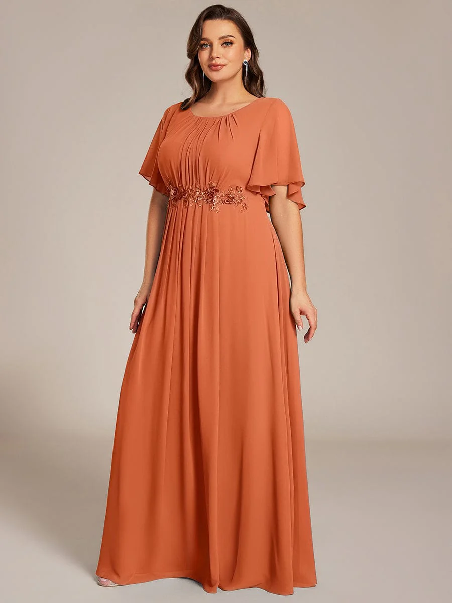 pretty ASPYN|Plus Size Pleated Short Sleeve Ruffled Maxi Evening Dress - Image 72