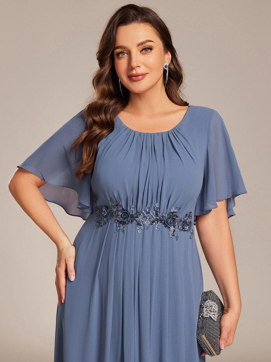 pretty ASPYN|Plus Size Pleated Short Sleeve Ruffled Maxi Evening Dress - Image 8