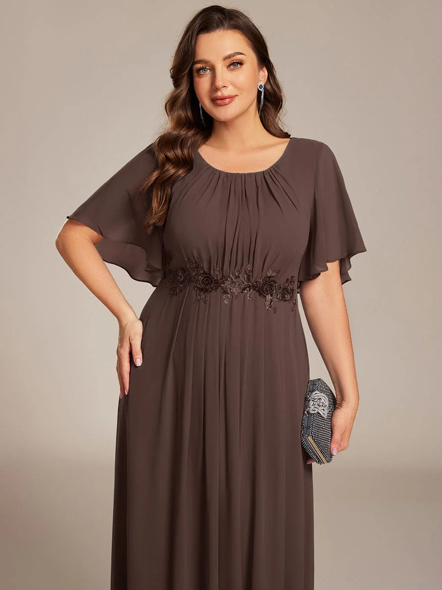 pretty ASPYN|Plus Size Pleated Short Sleeve Ruffled Maxi Evening Dress - Image 80