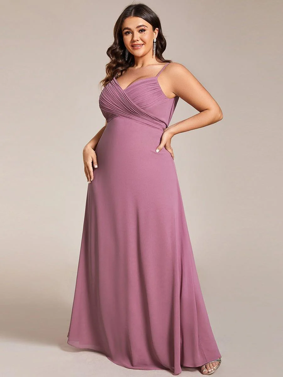 pretty NOVA|Plus Size Pleated Sweetheart Backless Floor Length Bridesmaid Dress - Image 13