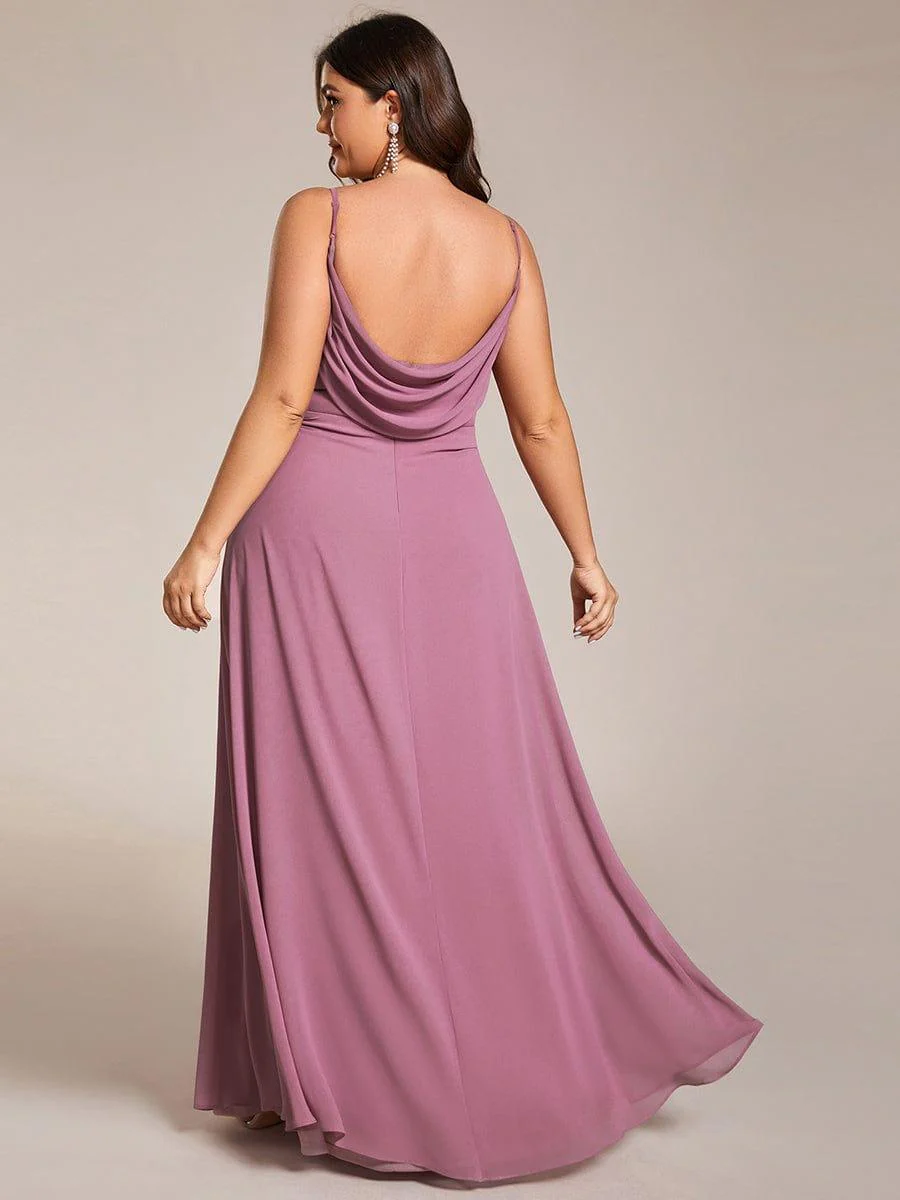 pretty NOVA|Plus Size Pleated Sweetheart Backless Floor Length Bridesmaid Dress - Image 14