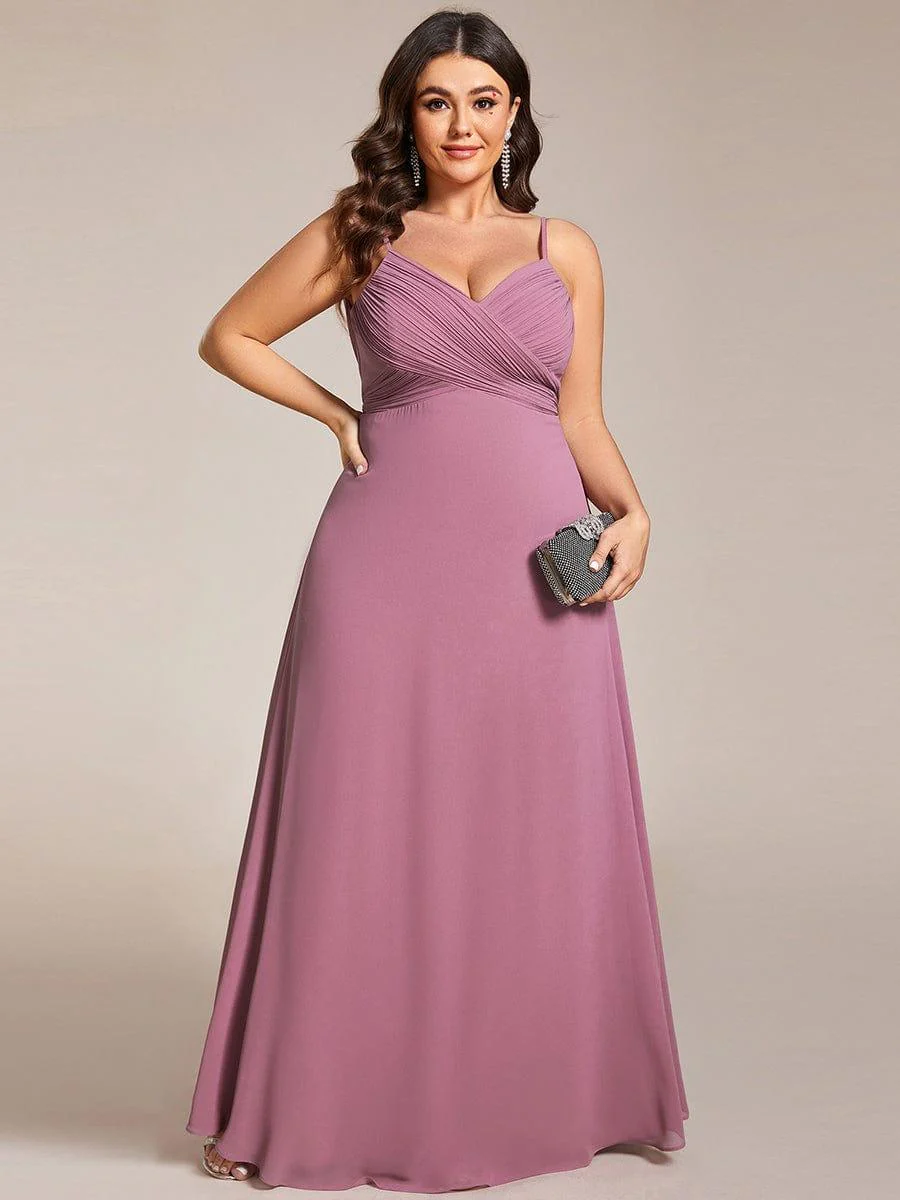pretty NOVA|Plus Size Pleated Sweetheart Backless Floor Length Bridesmaid Dress - Image 16