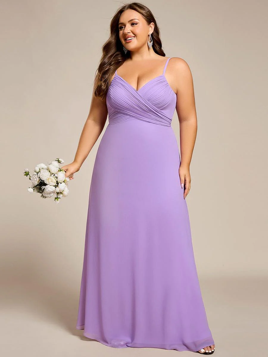pretty NOVA|Plus Size Pleated Sweetheart Backless Floor Length Bridesmaid Dress - Image 26