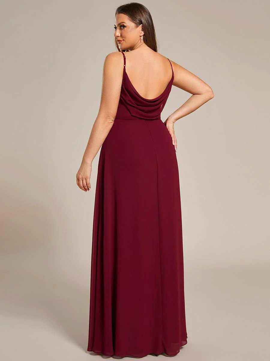 pretty NOVA|Plus Size Pleated Sweetheart Backless Floor Length Bridesmaid Dress - Image 4