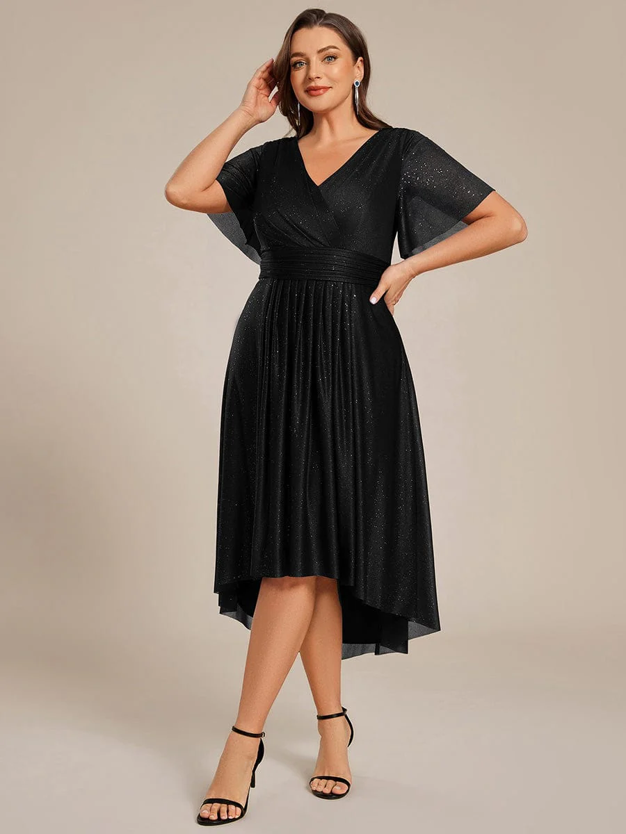 Plus Size Sequin A-Line Midi Wedding Guest Dress - Image 5