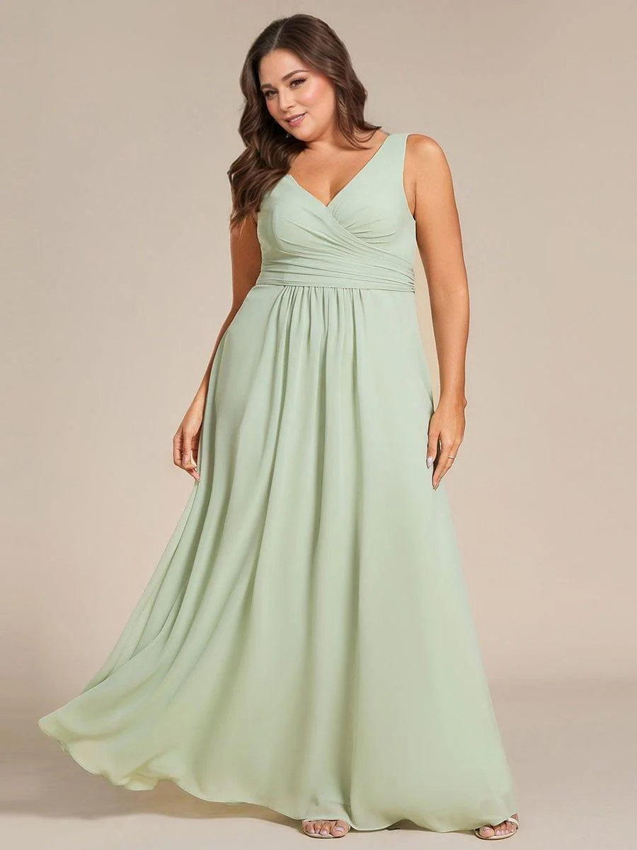pretty SAUYER|Plus Size Sleeveless A-Line Chiffon Maxi Bridesmaid Dress - Image 11