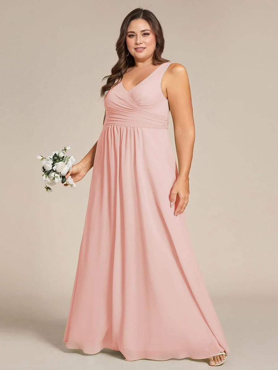 pretty SAUYER|Plus Size Sleeveless A-Line Chiffon Maxi Bridesmaid Dress - Image 12