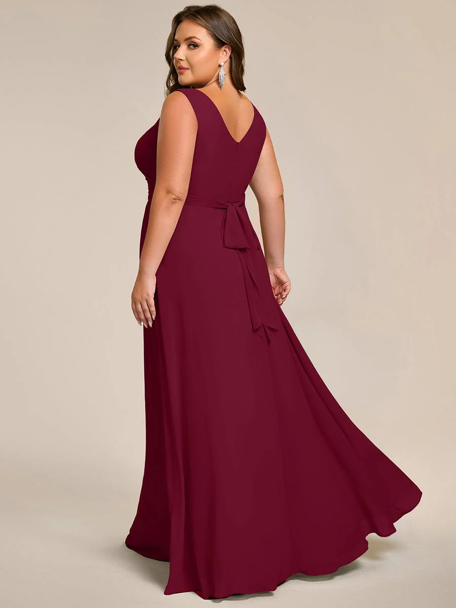 pretty SAUYER|Plus Size Sleeveless A-Line Chiffon Maxi Bridesmaid Dress - Image 17