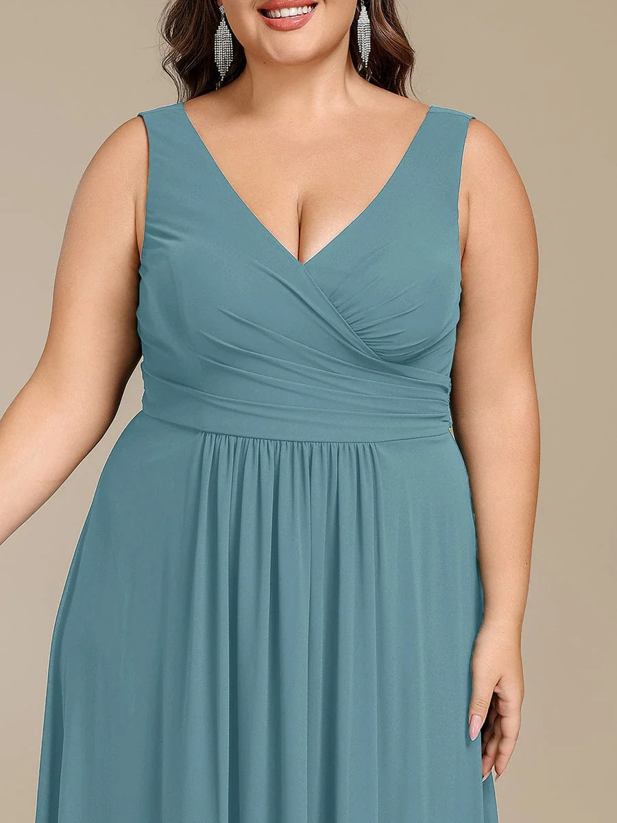 pretty SAUYER|Plus Size Sleeveless A-Line Chiffon Maxi Bridesmaid Dress - Image 24