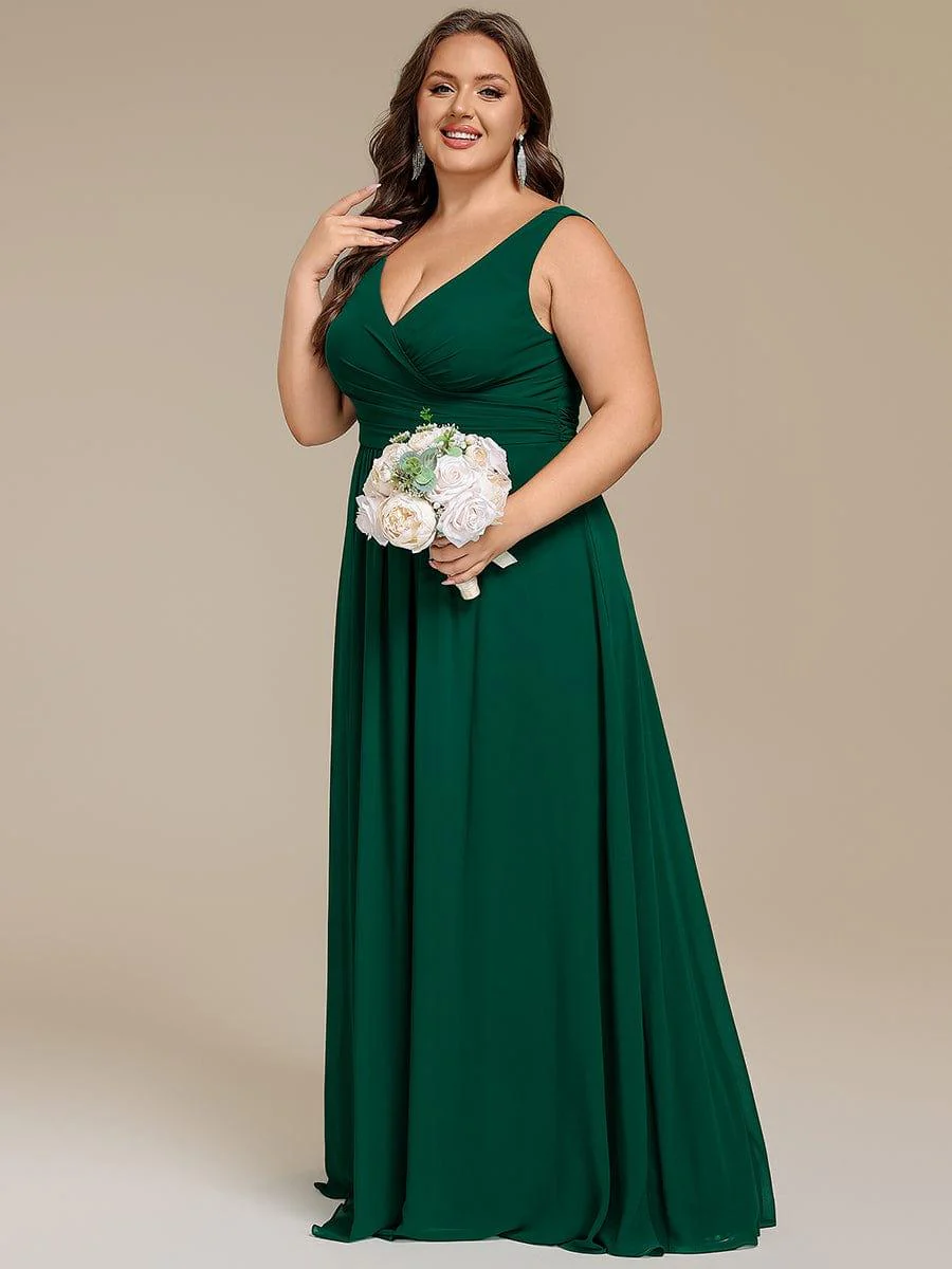 pretty SAUYER|Plus Size Sleeveless A-Line Chiffon Maxi Bridesmaid Dress - Image 5
