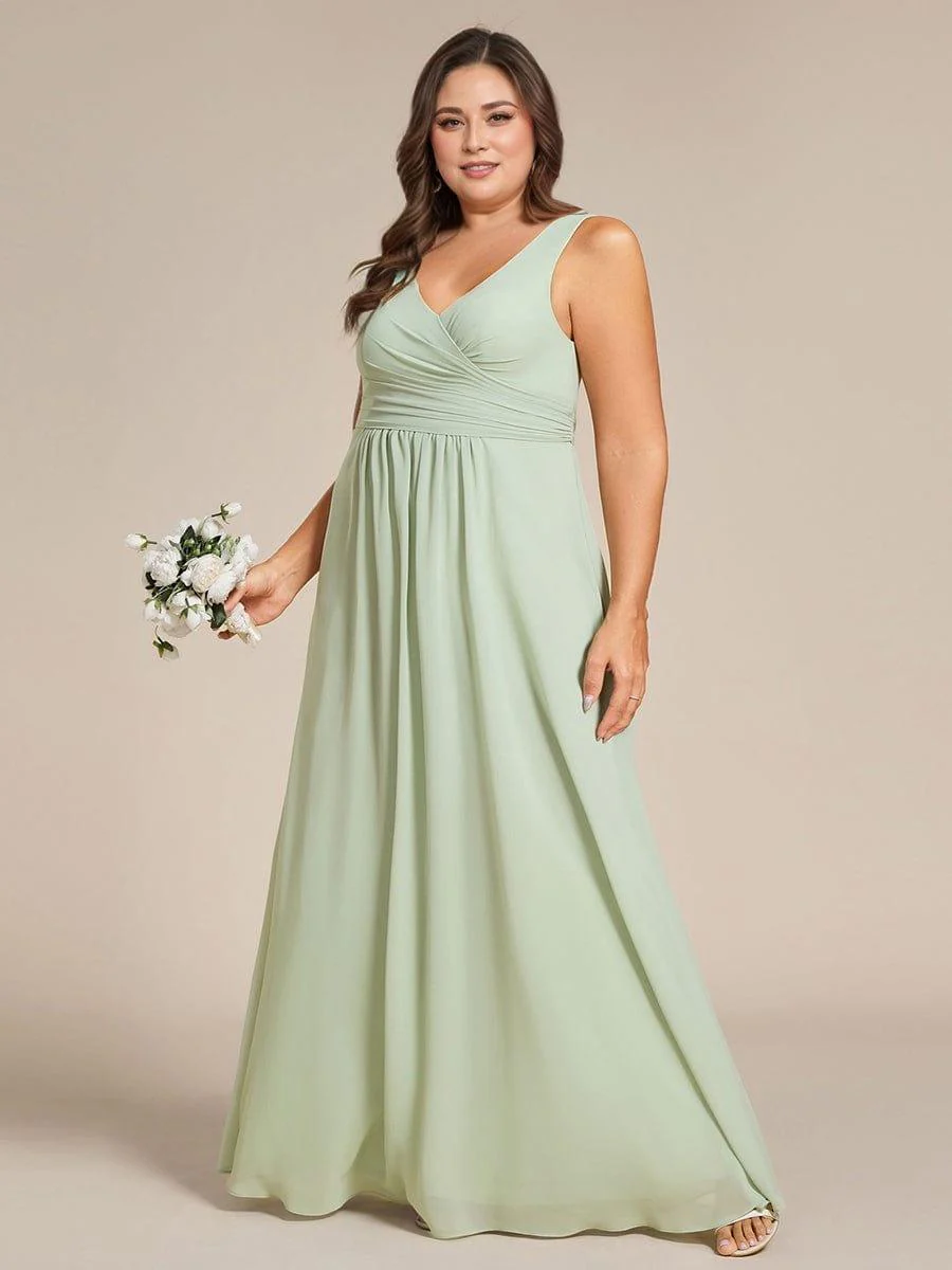 pretty SAUYER|Plus Size Sleeveless A-Line Chiffon Maxi Bridesmaid Dress - Image 7