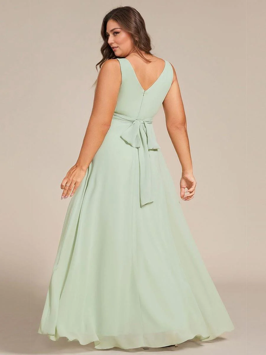pretty SAUYER|Plus Size Sleeveless A-Line Chiffon Maxi Bridesmaid Dress - Image 8
