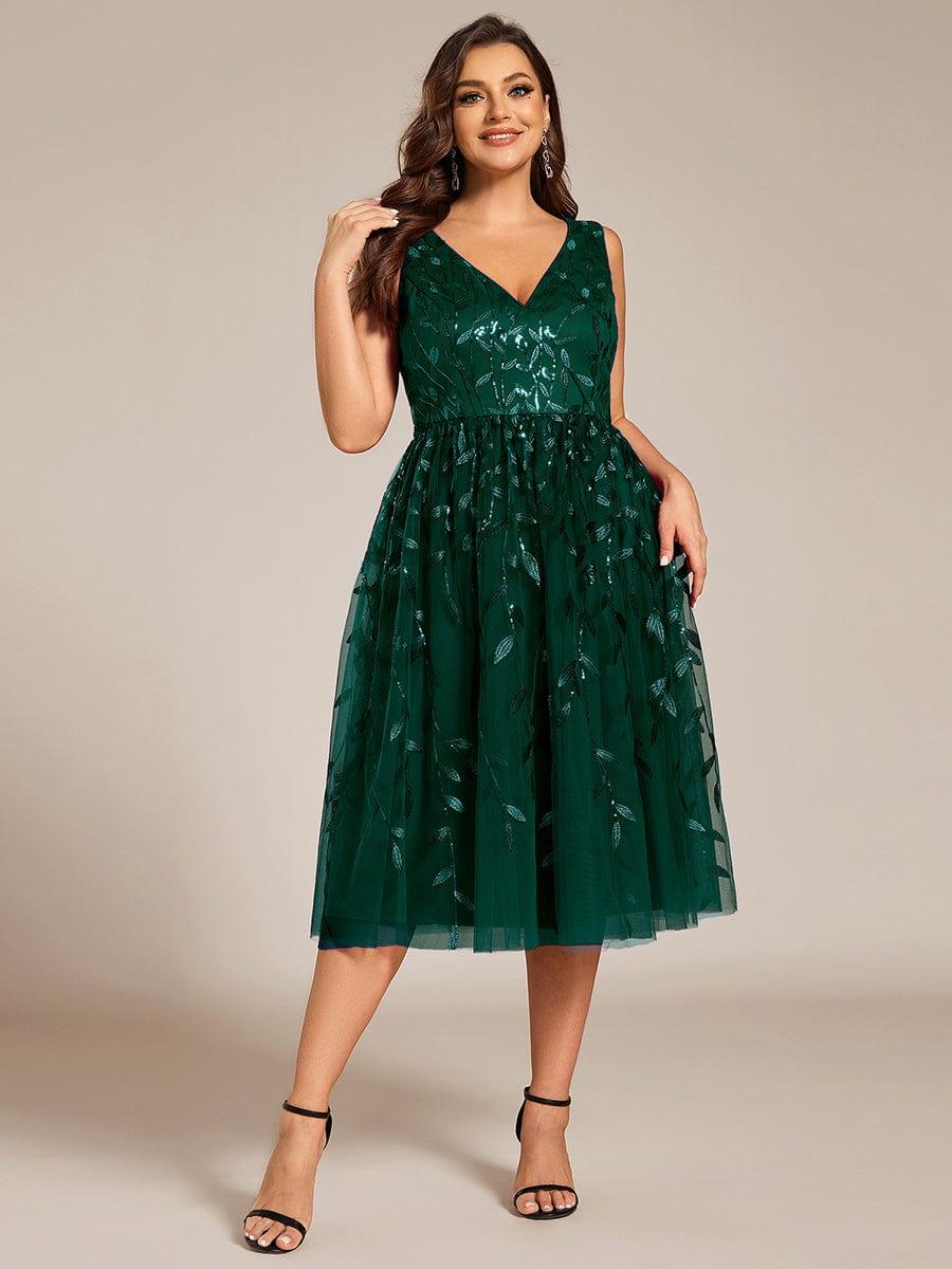 pretty ROUX|Plus Size Sleeveless Sequin A-Line Midi Wedding Guest Dress - Image 13
