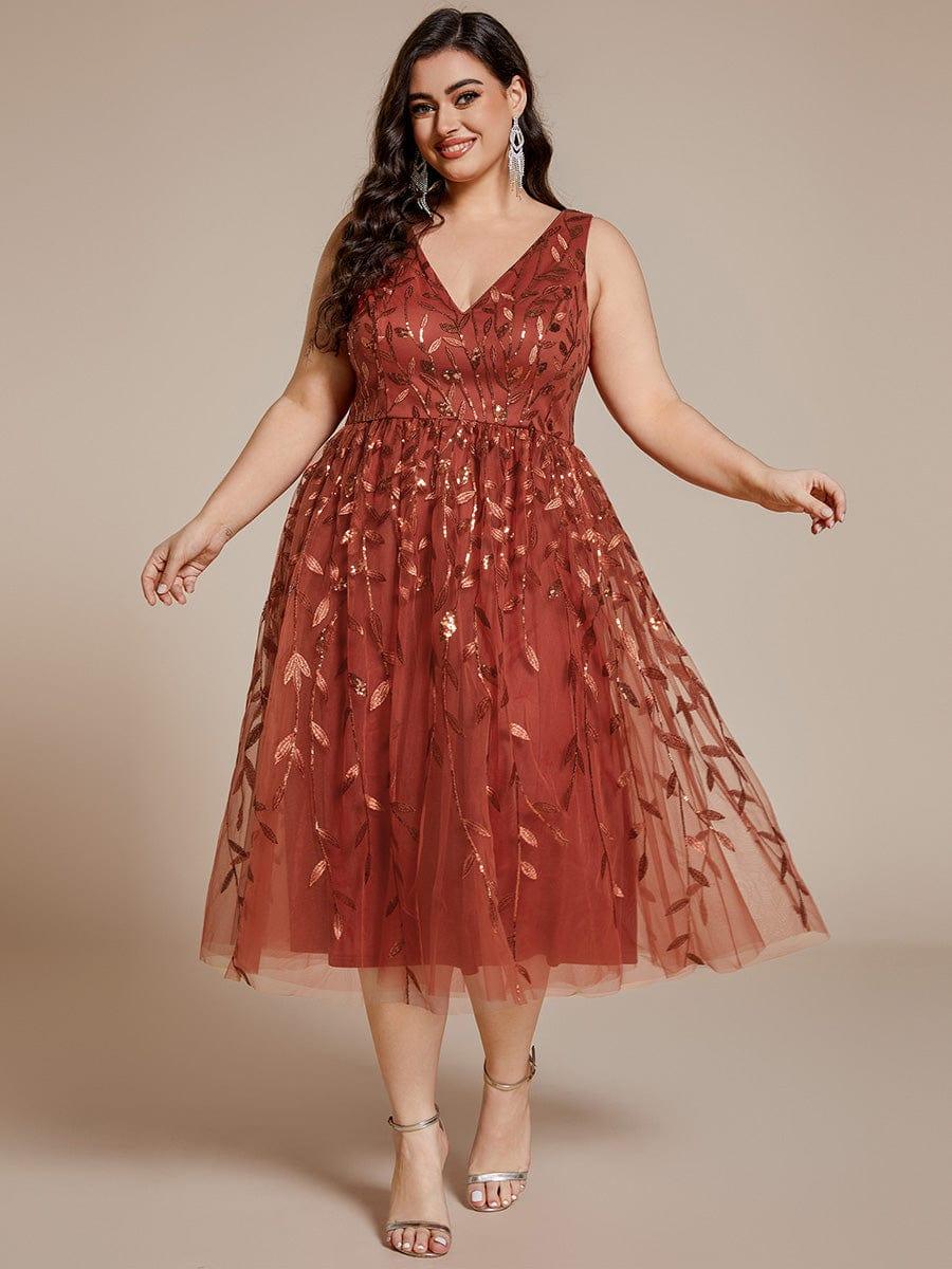 pretty ROUX|Plus Size Sleeveless Sequin A-Line Midi Wedding Guest Dress - Image 22