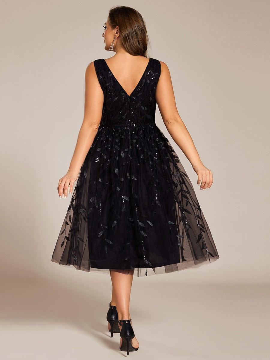 pretty ROUX|Plus Size Sleeveless Sequin A-Line Midi Wedding Guest Dress - Image 4