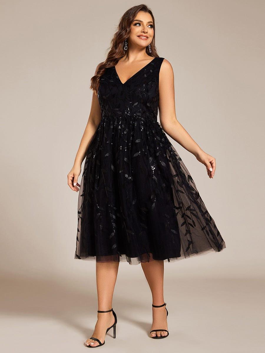 pretty ROUX|Plus Size Sleeveless Sequin A-Line Midi Wedding Guest Dress - Image 7