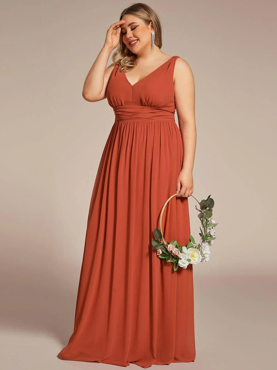 pretty HUSH|Plus Size Sleeveless V-Neck Chiffon Maxi Bridesmaid Dress - Image 59
