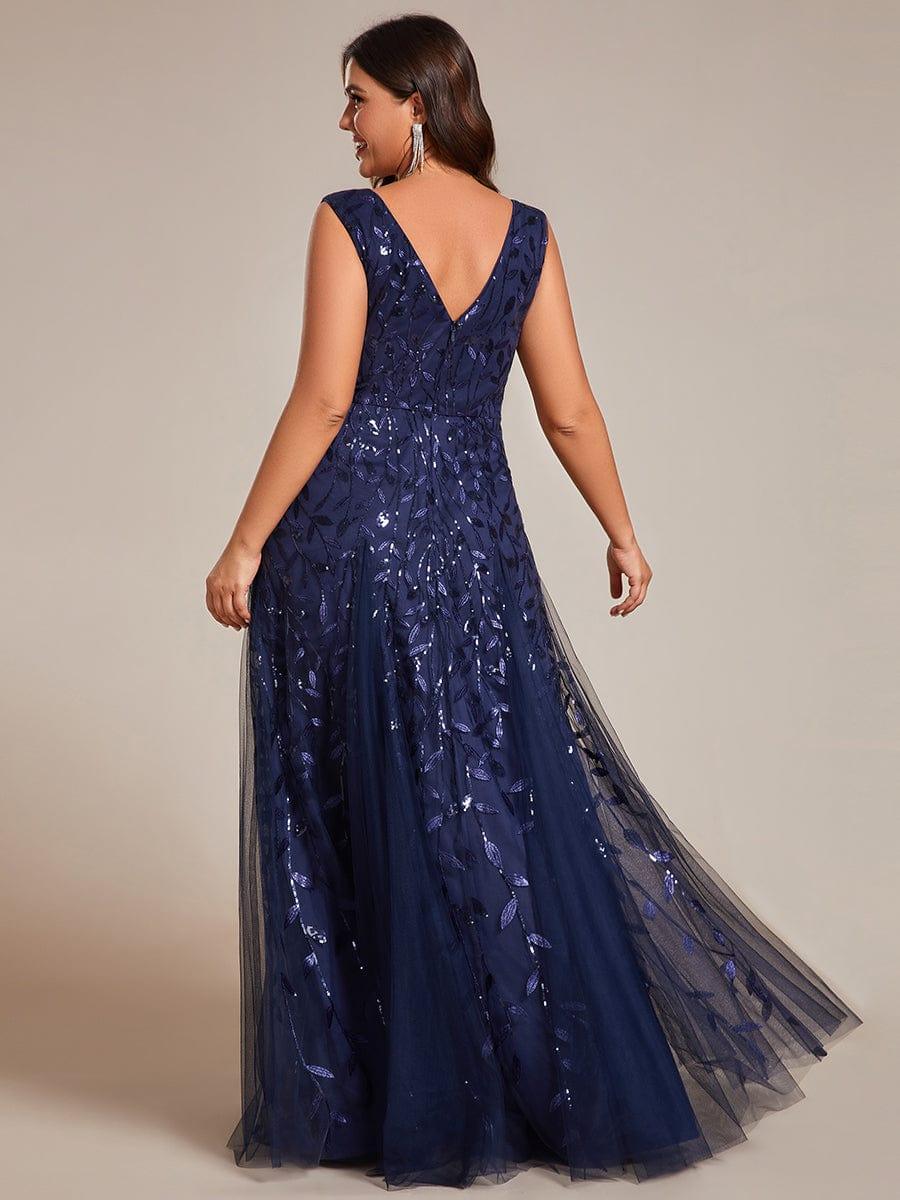 pretty ZOEY|Plus Size Sleeveless V-Neck Sequined A-Line Evening Dresses - Image 16