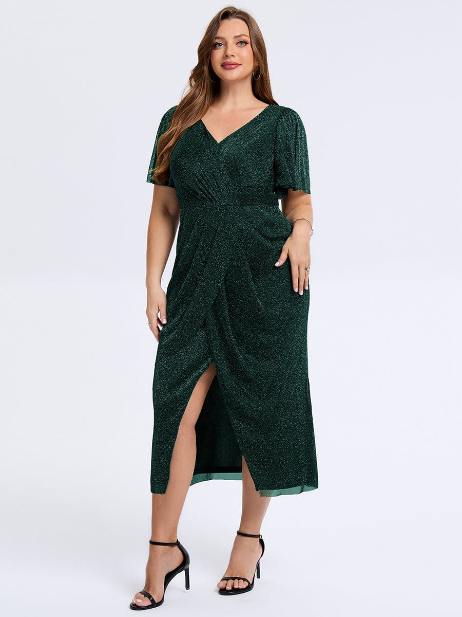 pretty NOIRA|Plus Size Slit Mesh Wedding Guest Dress - Image 14