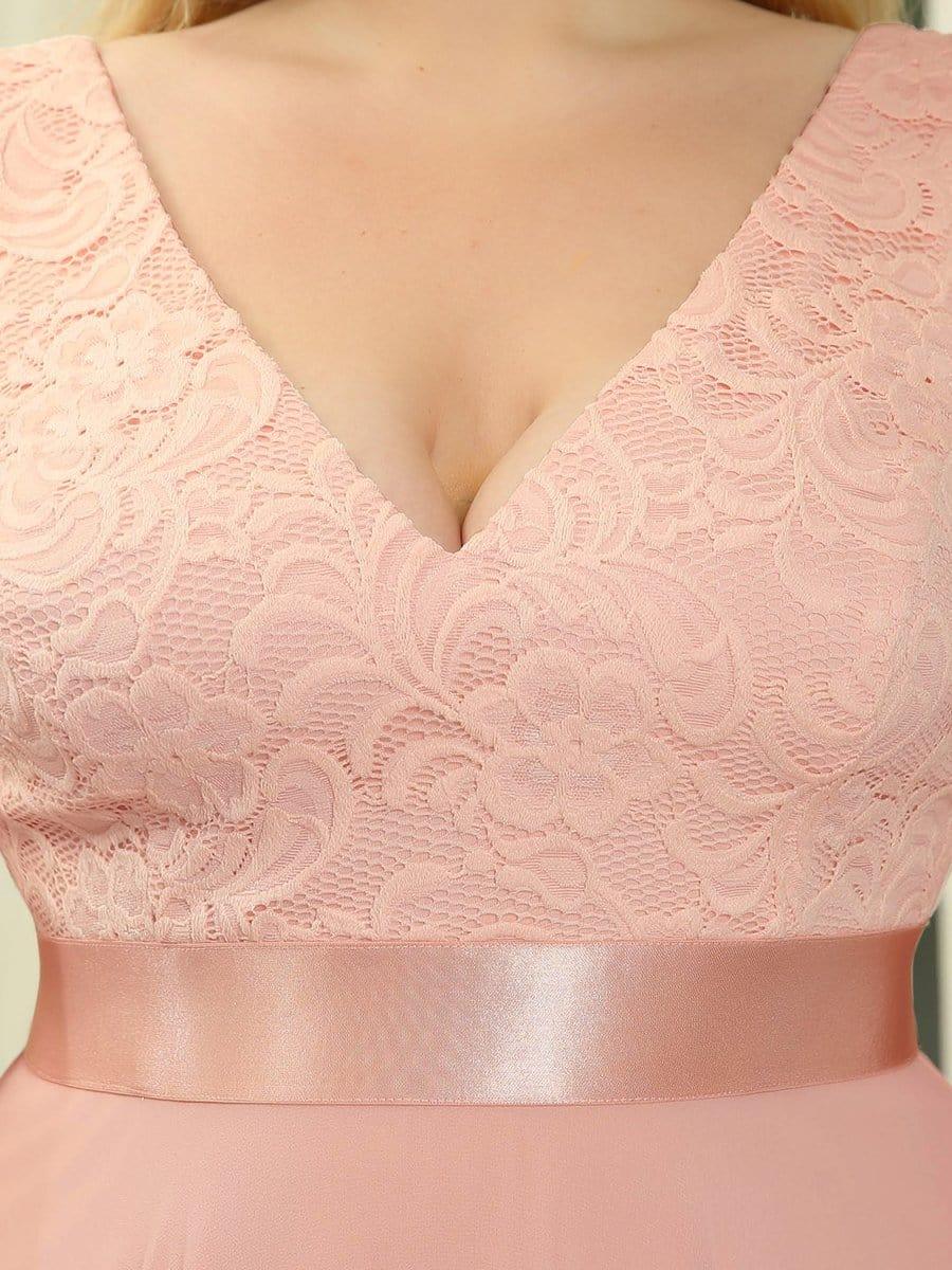 pretty COSTA|Plus Size Stunning V Neck Lace & Chiffon Prom Dress for Women - Image 62